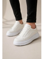 Ventoy Erkek Bağcıklı Cilt Günlük Sneaker Ayakkabı – Beyaz