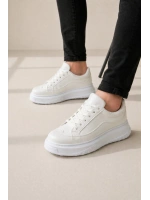 Ventoy Erkek Bağcıklı Cilt Günlük Sneaker Ayakkabı – Beyaz