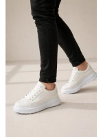 Ventoy Erkek Bağcıklı Cilt Günlük Sneaker Ayakkabı – Beyaz