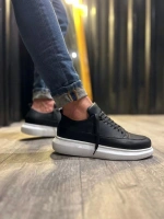 Meverk Cilt Erkek Sneaker Ayakkabı – Kalın Taban Günlük Siyah