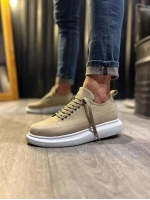 Meverk Süet Erkek Sneaker Ayakkabı – Kalın Taban Günlük Krem