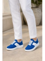 Lunex Erkek Bağcıklı Süet Günlük Spor Sneaker Ayakkabı - Mavi - Beyaz
