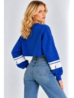 Malibu Baskılı Rahat Kesim Bisiklet Yaka Crop Sweatshirt  - Saks