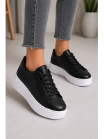 Sofia Bağcıklı Rahat Taban Kadın Casual Sneaker Ayakkabı - Siyah Beyaz