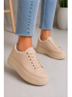 Sofia Bağcıklı Rahat Taban Kadın Casual Sneaker Ayakkabı - Ten