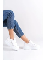 Vera Çift Cırtlı Kadın Günlük Sneaker Kalın Taban Rahat Ayakkabı - Beyaz