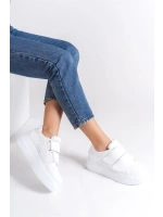 Vera Çift Cırtlı Kadın Günlük Sneaker Kalın Taban Rahat Ayakkabı - Beyaz