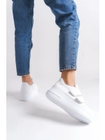 Vera Çift Cırtlı Kadın Günlük Sneaker Kalın Taban Rahat Ayakkabı - Beyaz