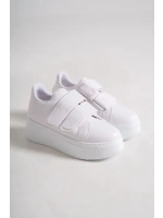 Vera Çift Cırtlı Kadın Günlük Sneaker Kalın Taban Rahat Ayakkabı - Beyaz