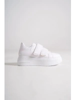 Vera Çift Cırtlı Kadın Günlük Sneaker Kalın Taban Rahat Ayakkabı - Beyaz