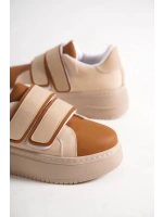 Vera Çift Cırtlı Kadın Günlük Sneaker Kalın Taban Rahat Ayakkabı - Taba