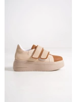 Vera Çift Cırtlı Kadın Günlük Sneaker Kalın Taban Rahat Ayakkabı - Taba