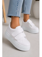 Vera Çift Cırtlı Kadın Günlük Sneaker Kalın Taban Rahat Ayakkabı - Beyaz