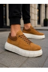 ARES Bağcıklı Süet Erkek Günlük Sneaker Yüksek Taban Ayakkabı - Taba