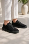 Austin Bağcıklı Cilt Erkek Günlük Sneaker Ayakkabı - Siyah Süet