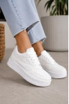 Avela Kalın Taban Bağcıklı Günlük Kadın Sneaker Beyaz Detaylı