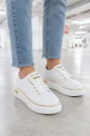 Elora Bağcıklı Konfor Taban Kadın Sneaker – Beyaz/Altın