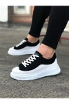 Rovero Erkek Bağcıklı Cilt Günlük Sneaker Ayakkabı – Siyah Beyaz