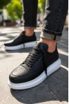Meverk Cilt Erkek Sneaker Ayakkabı – Kalın Taban Günlük Siyah