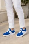 Lunex Erkek Bağcıklı Süet Günlük Spor Sneaker Ayakkabı - Mavi - Beyaz