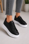 Sofia Bağcıklı Rahat Taban Kadın Casual Sneaker Ayakkabı - Siyah Beyaz