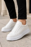 Ventoy Erkek Bağcıklı Cilt Günlük Sneaker Ayakkabı – Beyaz