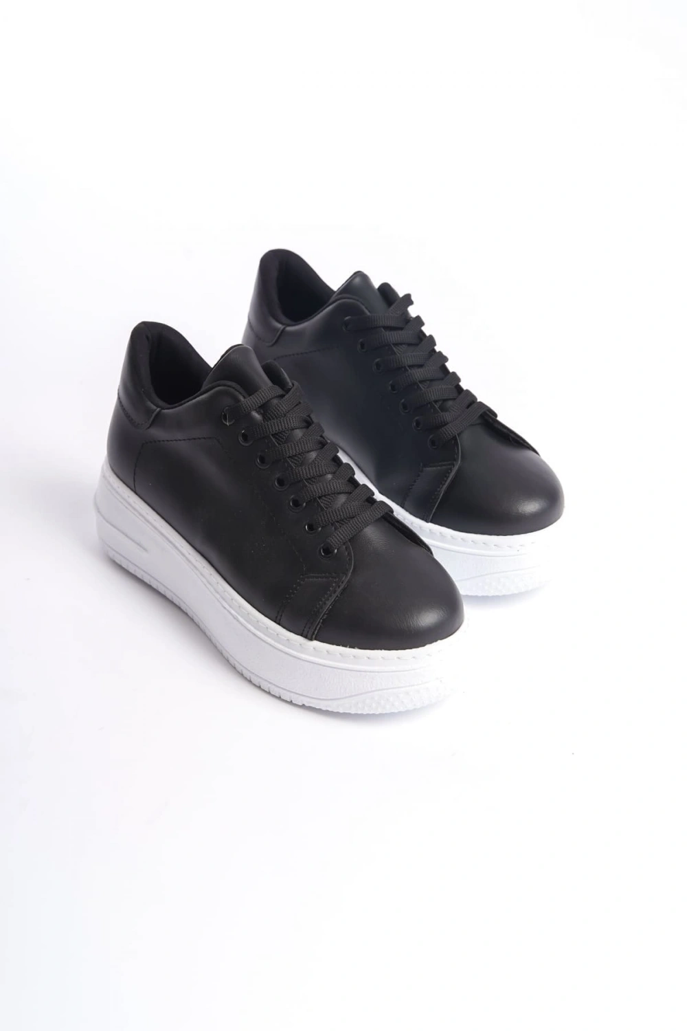 Sofia Bağcıklı Rahat Taban Kadın Casual Sneaker Ayakkabı - Siyah Beyaz