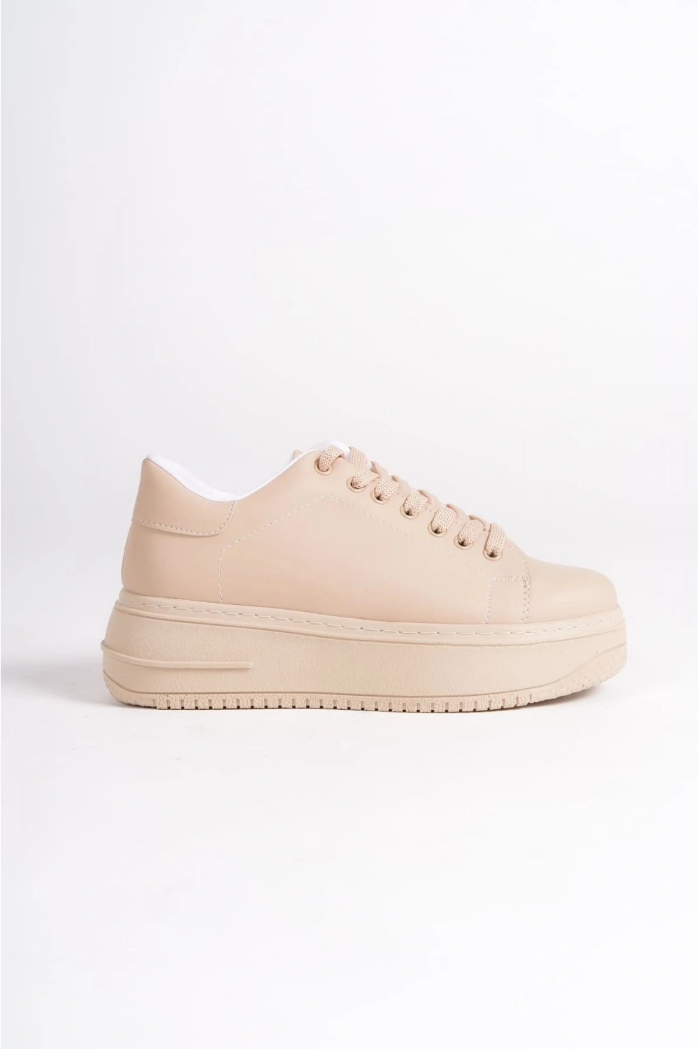 Sofia Bağcıklı Rahat Taban Kadın Casual Sneaker Ayakkabı - Ten