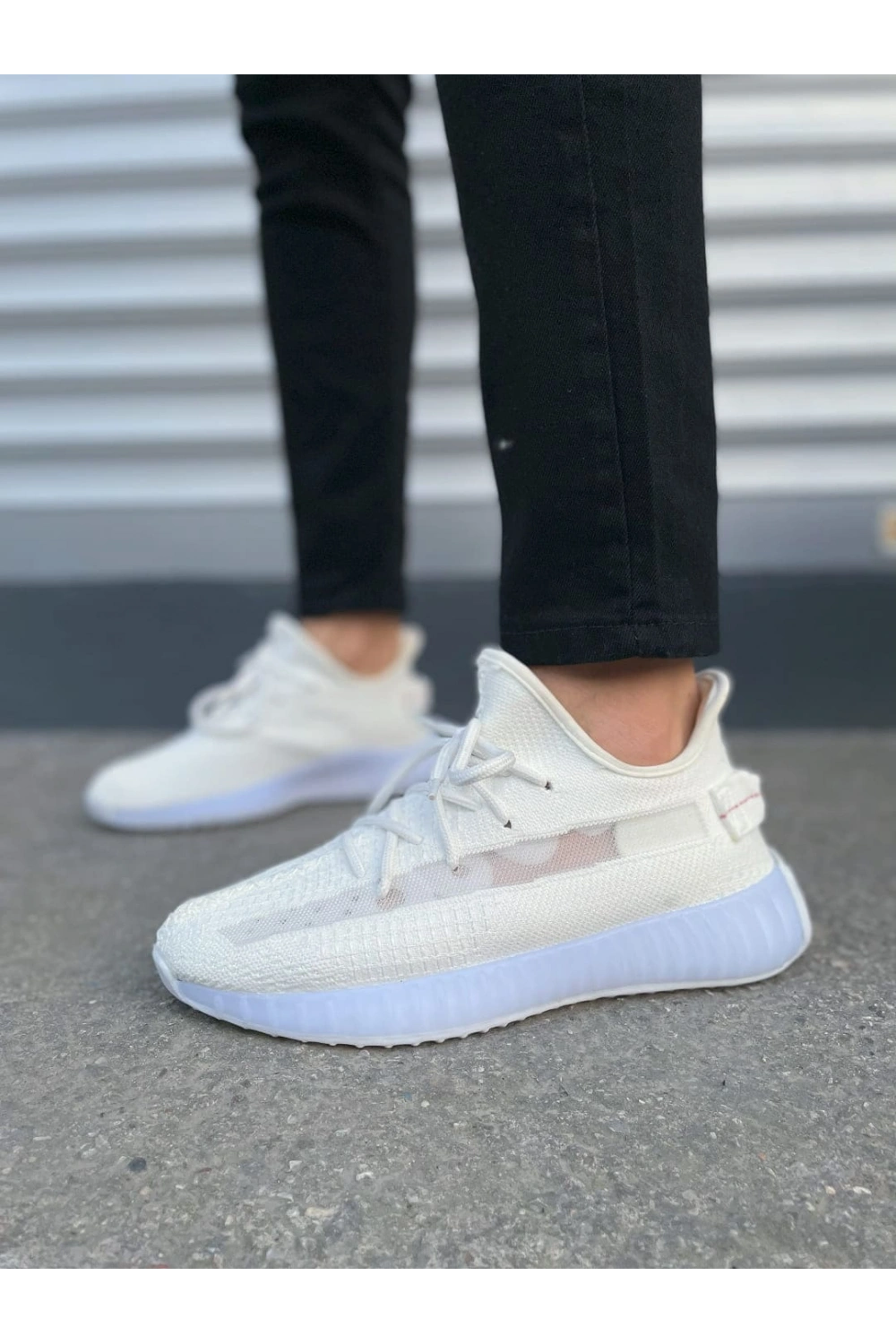 Morven Erkek , Kadın Triko Sneaker Ayakkabı – Günlük Bağcıklı Hafif Spor Modeli - Beyaz