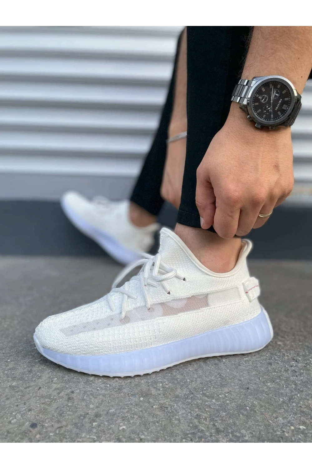 Morven Erkek , Kadın Triko Sneaker Ayakkabı – Günlük Bağcıklı Hafif Spor Modeli - Beyaz