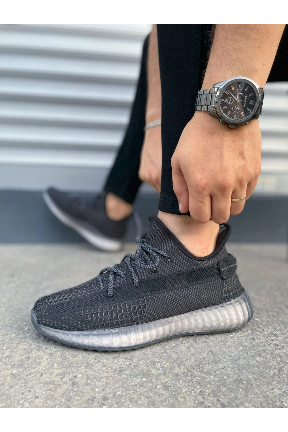 Morven Erkek , Kadın Triko Sneaker Ayakkabı – Günlük Bağcıklı Hafif Spor Modeli - Siyah