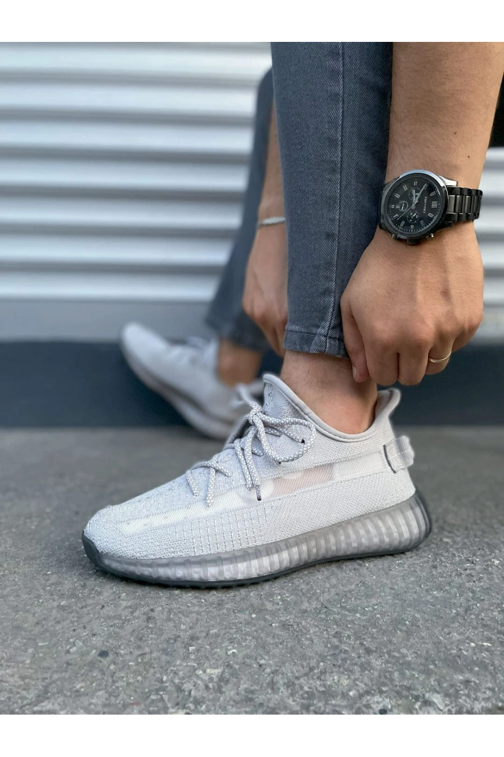 Morven Erkek , Kadın Triko Sneaker Ayakkabı – Günlük Bağcıklı Hafif Spor Modeli - Gri