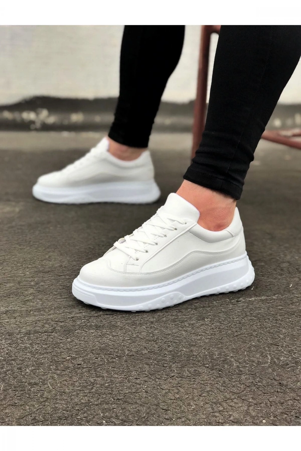 Rovero Erkek Bağcıklı Cilt Günlük Sneaker Ayakkabı – Beyaz