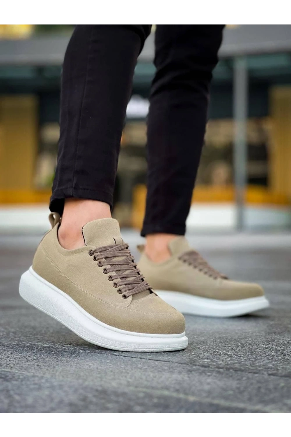 Lexa Süet Deri Erkek Günlük Sneaker Ayakkabı - Krem