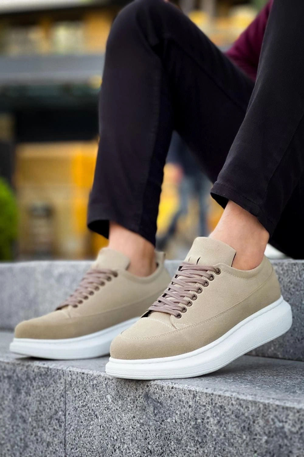 Lexa Süet Deri Erkek Günlük Sneaker Ayakkabı - Krem