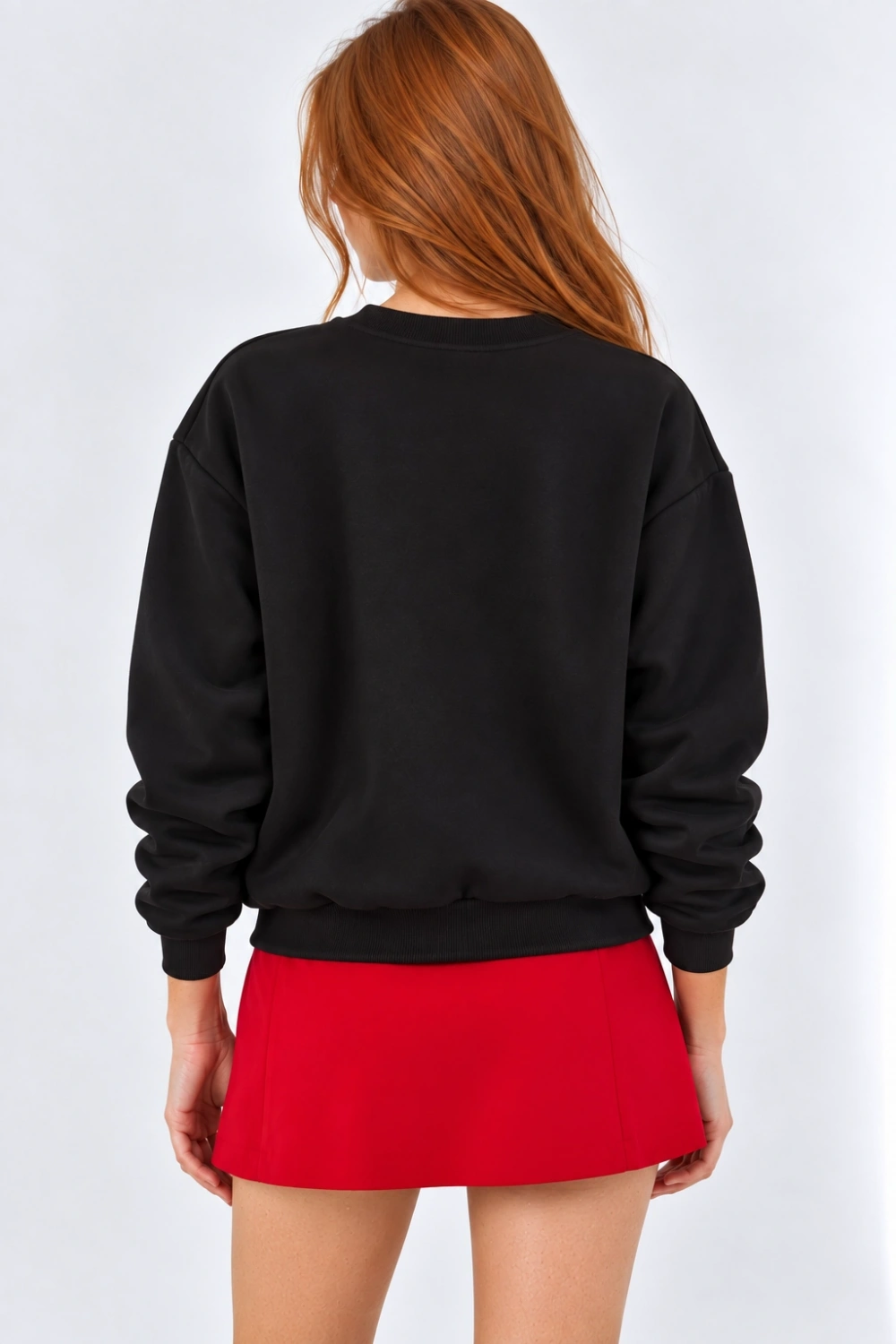 Kalp İşlemeli Kadın Sweatshirt- Siyah