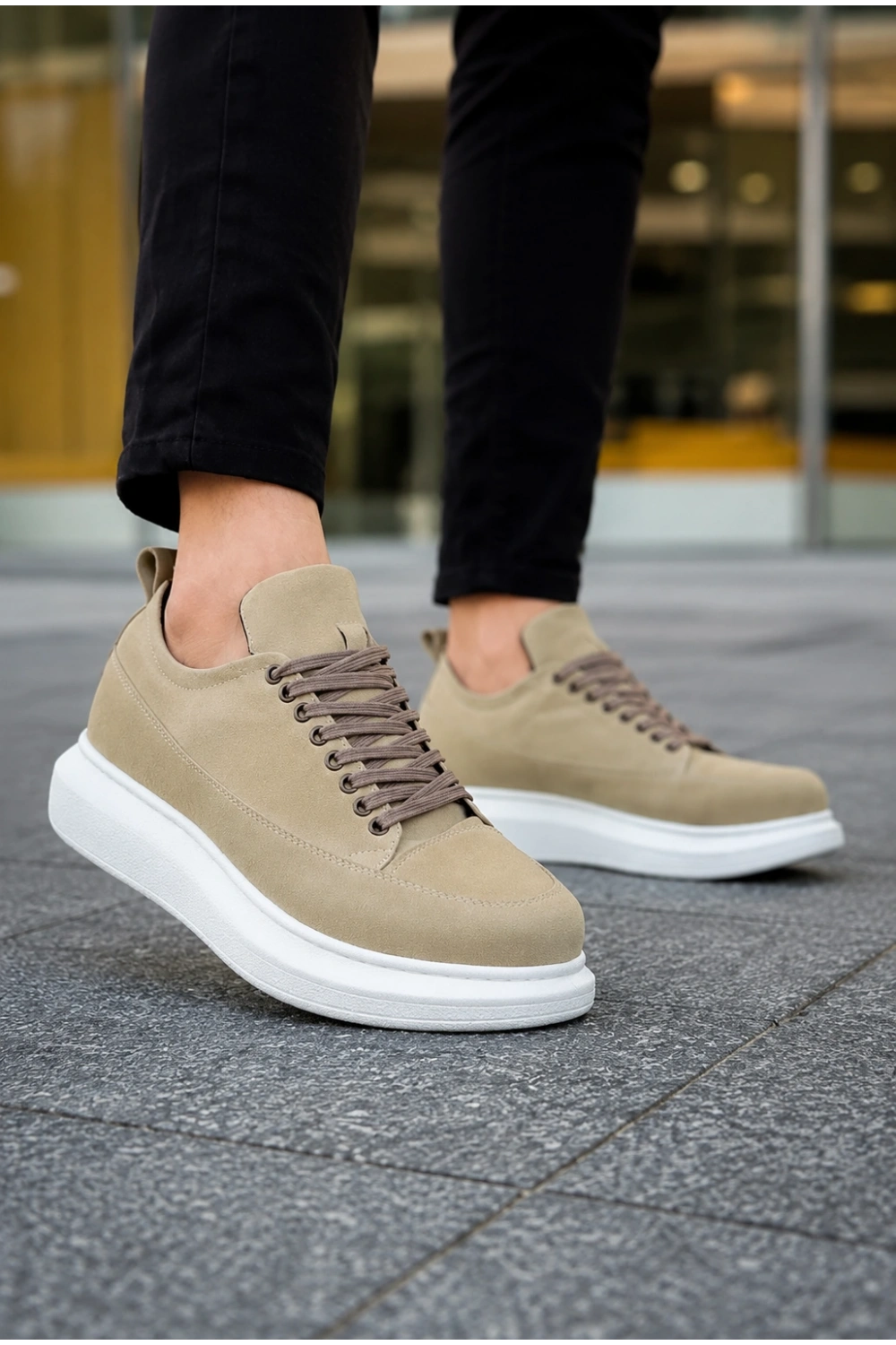 Lexa Süet Deri Erkek Günlük Sneaker Ayakkabı - Krem