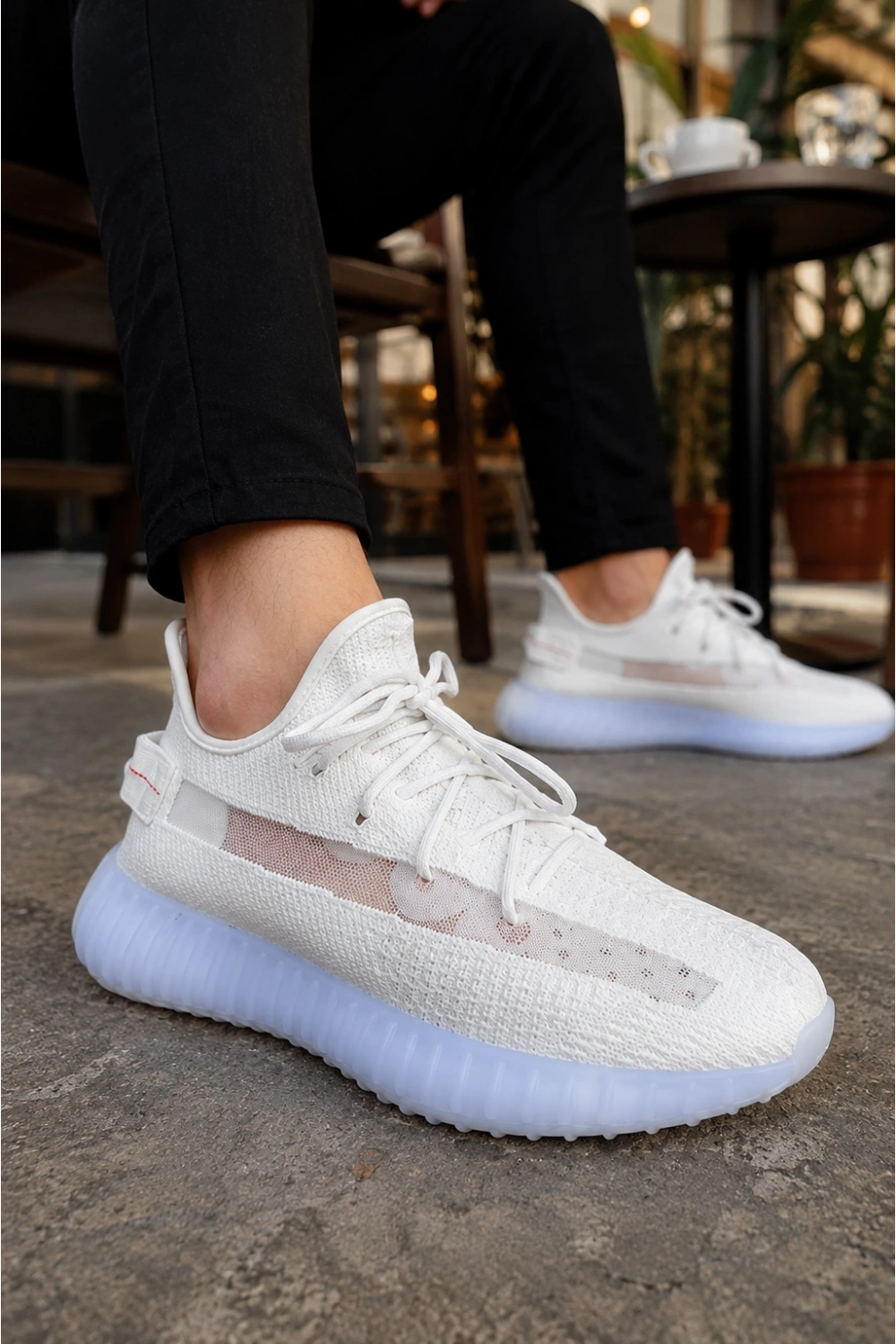 Morven Erkek , Kadın Triko Sneaker Ayakkabı – Günlük Bağcıklı Hafif Spor Modeli - Beyaz