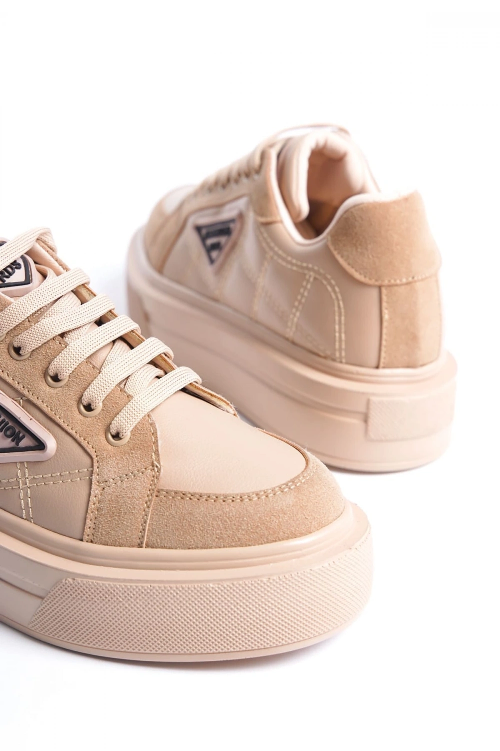 Pinter  Bağcıklı Ortopedik Taban Desenli Kadın Sneaker Spor Ayakkabı - Ten