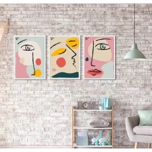 Bestablo 3 Parça Çerçeveli Renkli Gözler Ahşap Tablo Seti Bestablo