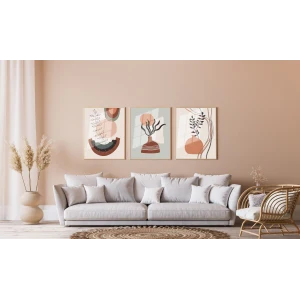 Bestablo Doğal Ahşap Çerçeveli 3 Parça Boho Tablo Seti Bestablo