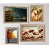 4 Parça Eskitme Çerçeveli Ahşap Tablo Seti, Ev Dekoru