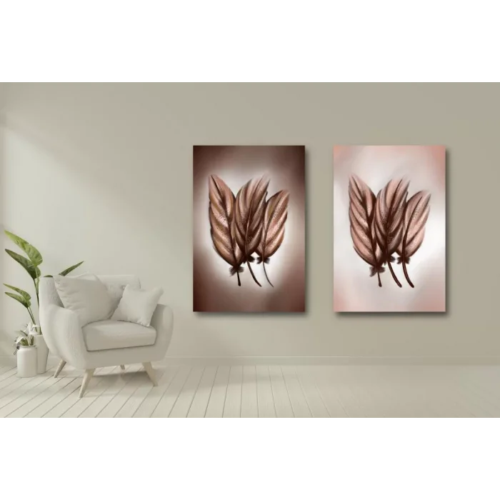 2 PARÇA KUŞ TÜYÜ KANVAS TABLO