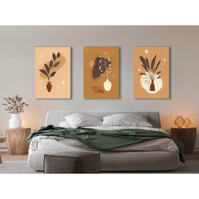 3 PARÇA DEKORATİF BOHO KANVAS TABLO