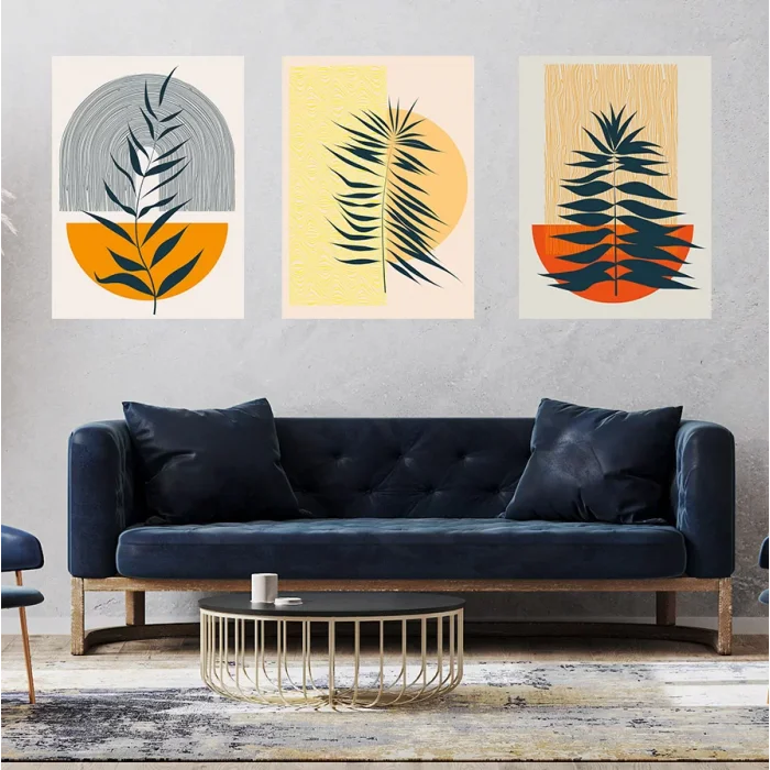 3 PARÇA DEKORATİF BOHO KANVAS TABLO