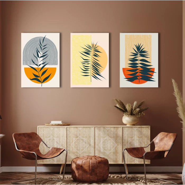 3 PARÇA DEKORATİF BOHO KANVAS TABLO