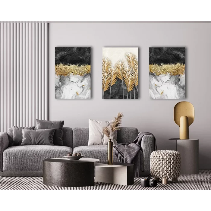 3 PARÇA DEKORATİF ÇİÇEK KANVAS TABLO