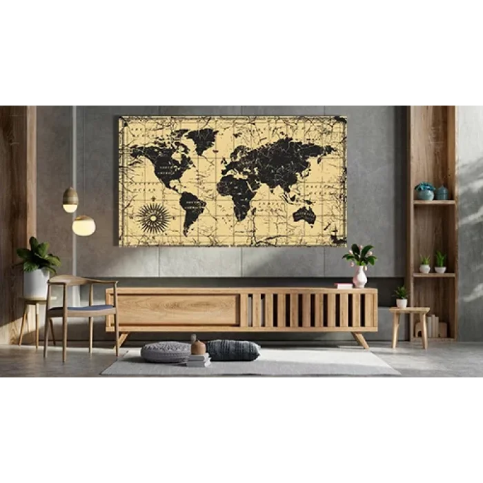 ESKİTME DÜNYA HARİTASI KANVAS TABLO