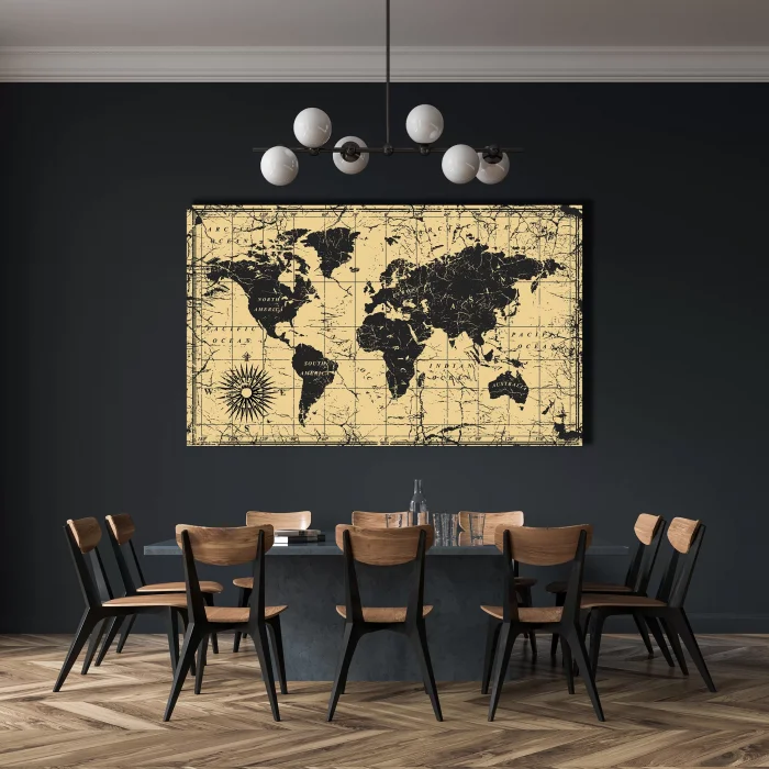 ESKİTME DÜNYA HARİTASI KANVAS TABLO
