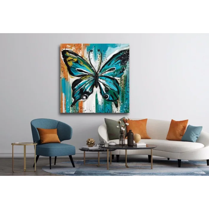 RENKLİ KELEBEK KANVAS TABLO
